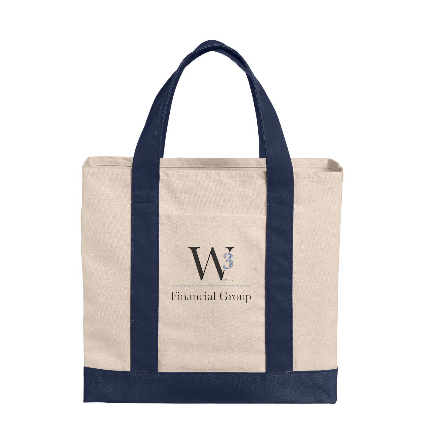 Port Authority Cotton Canvas Two-Tone Tote — Natural/ River Blue Navy