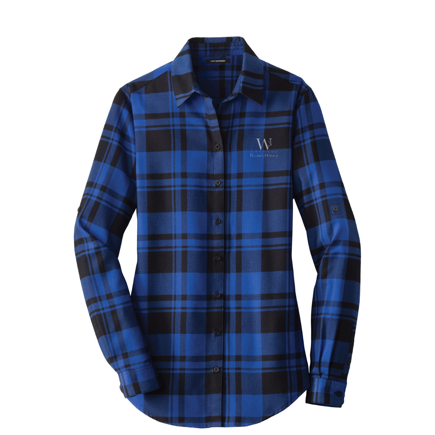 Port Authority Women's Plaid Flannel Tunic — Royal/ Black