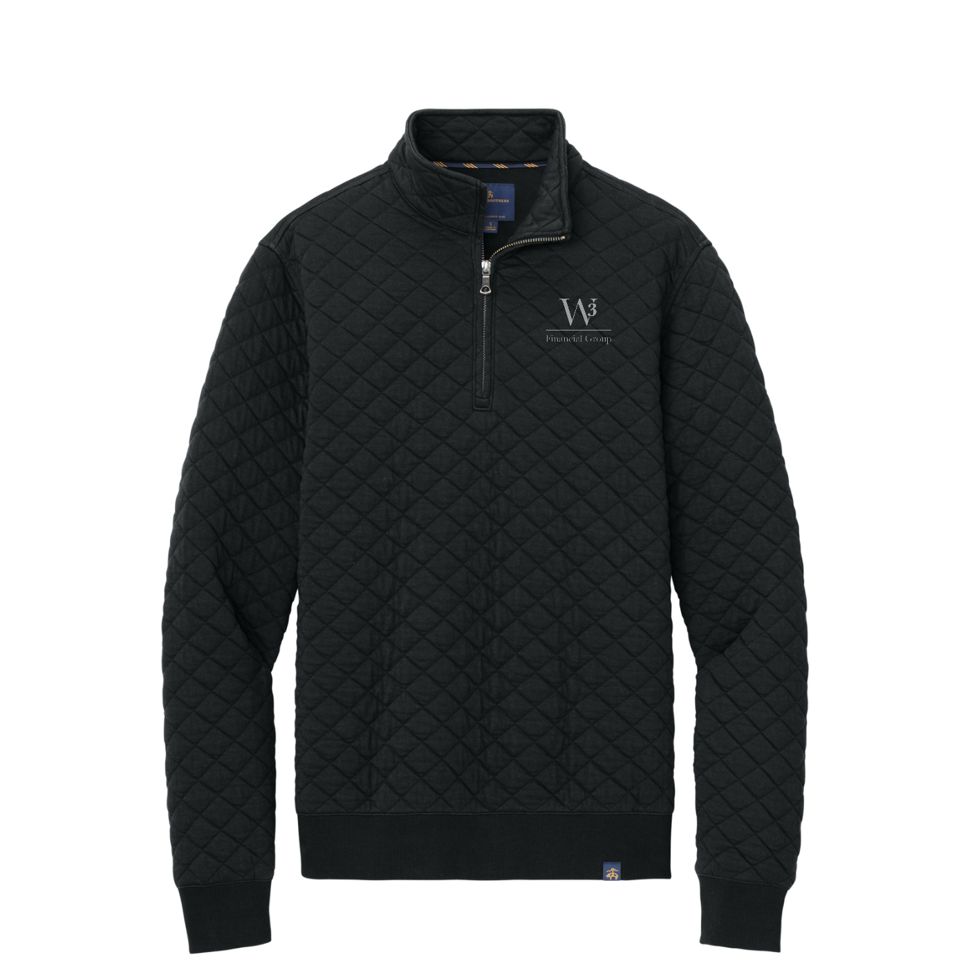 Brooks Brothers Diamond Quilt 1/4-Zip — Deep Black