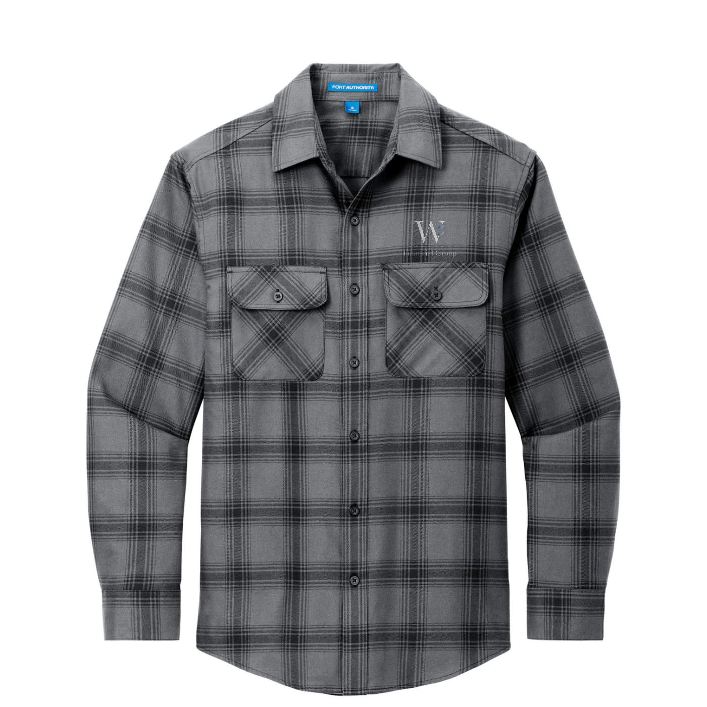 Port Authority Plaid Flannel Shirt — Grey/ Black Open Plaid