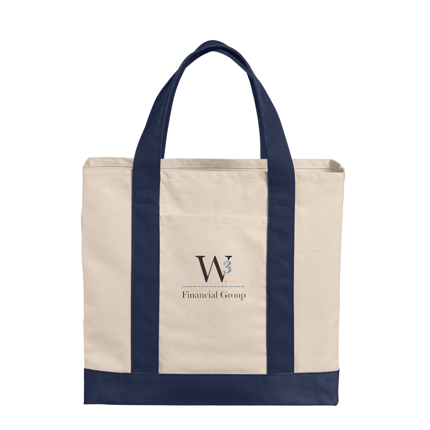 Port Authority Cotton Canvas Two-Tone Tote — Natural/ River Blue Navy