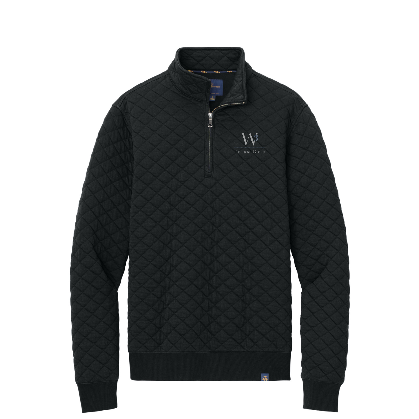 Brooks Brothers Diamond Quilt 1/4-Zip — Deep Black