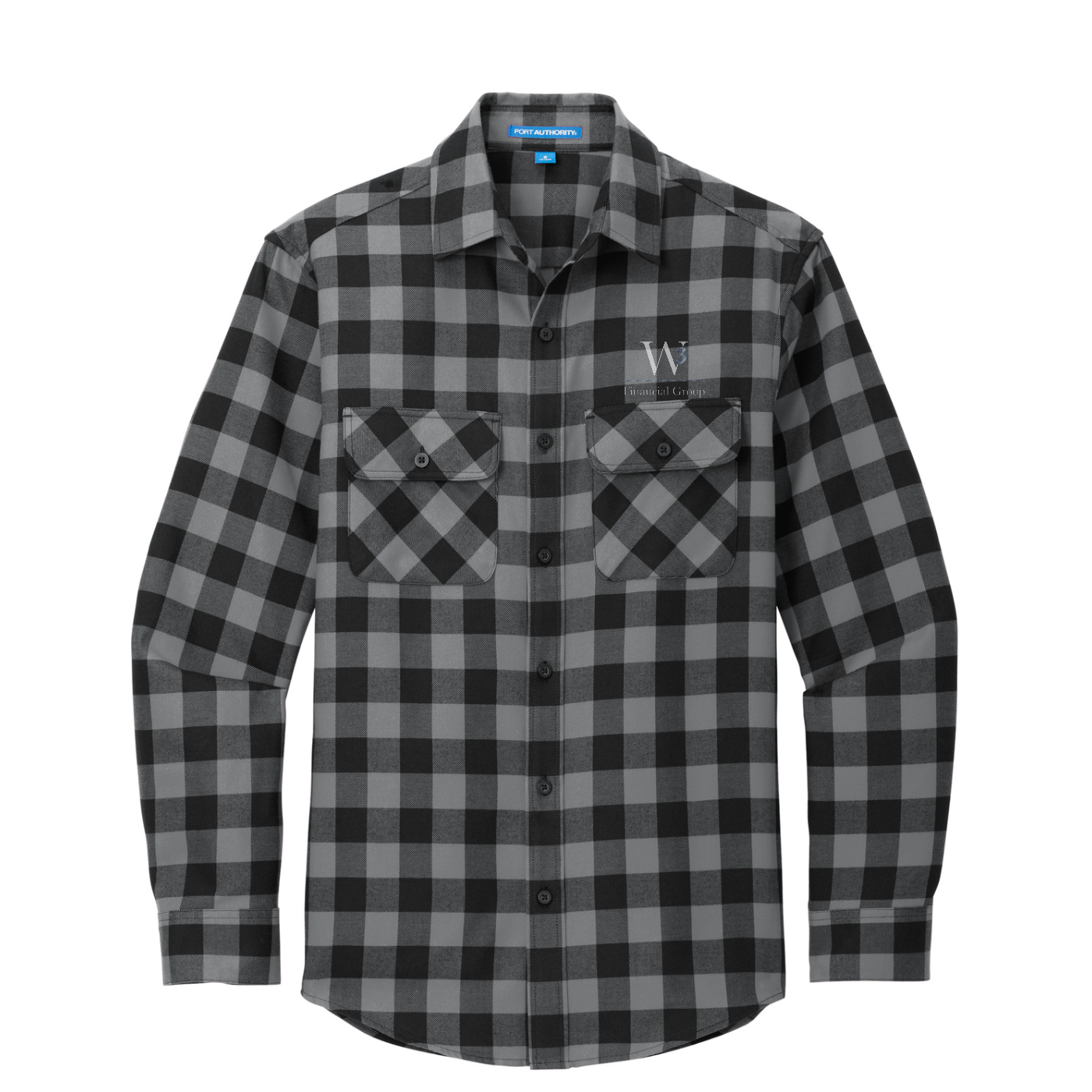 Port Authority Plaid Flannel Shirt — Grey/ Black Buffalo Check