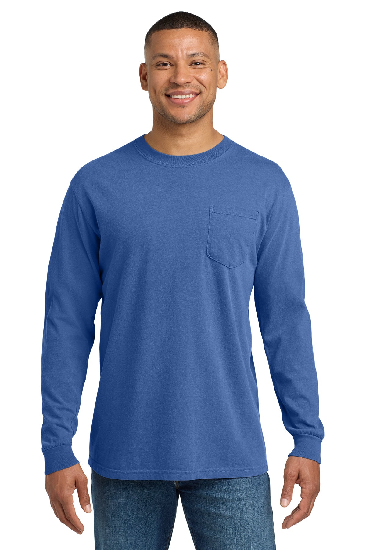 Comfort Colors® Heavyweight Ring Spun Long Sleeve Pocket Tee -  Embroidered