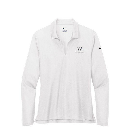Nike Women's Dri-FIT Micro Pique 2.0 Long Sleeve Polo — White