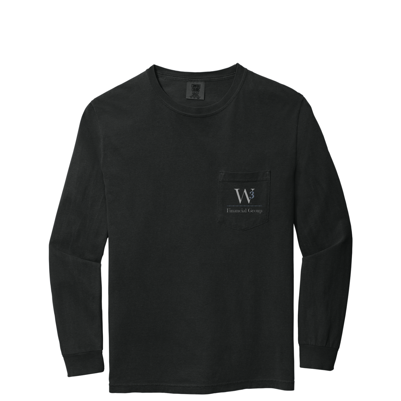 COMFORT COLORS  Heavyweight Ring Spun Long Sleeve Pocket Tee — Black