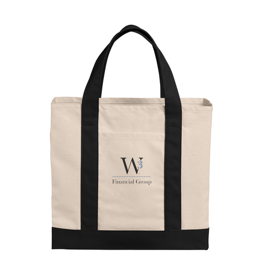 Port Authority Cotton Canvas Two-Tone Tote — Natural/ Deep Black