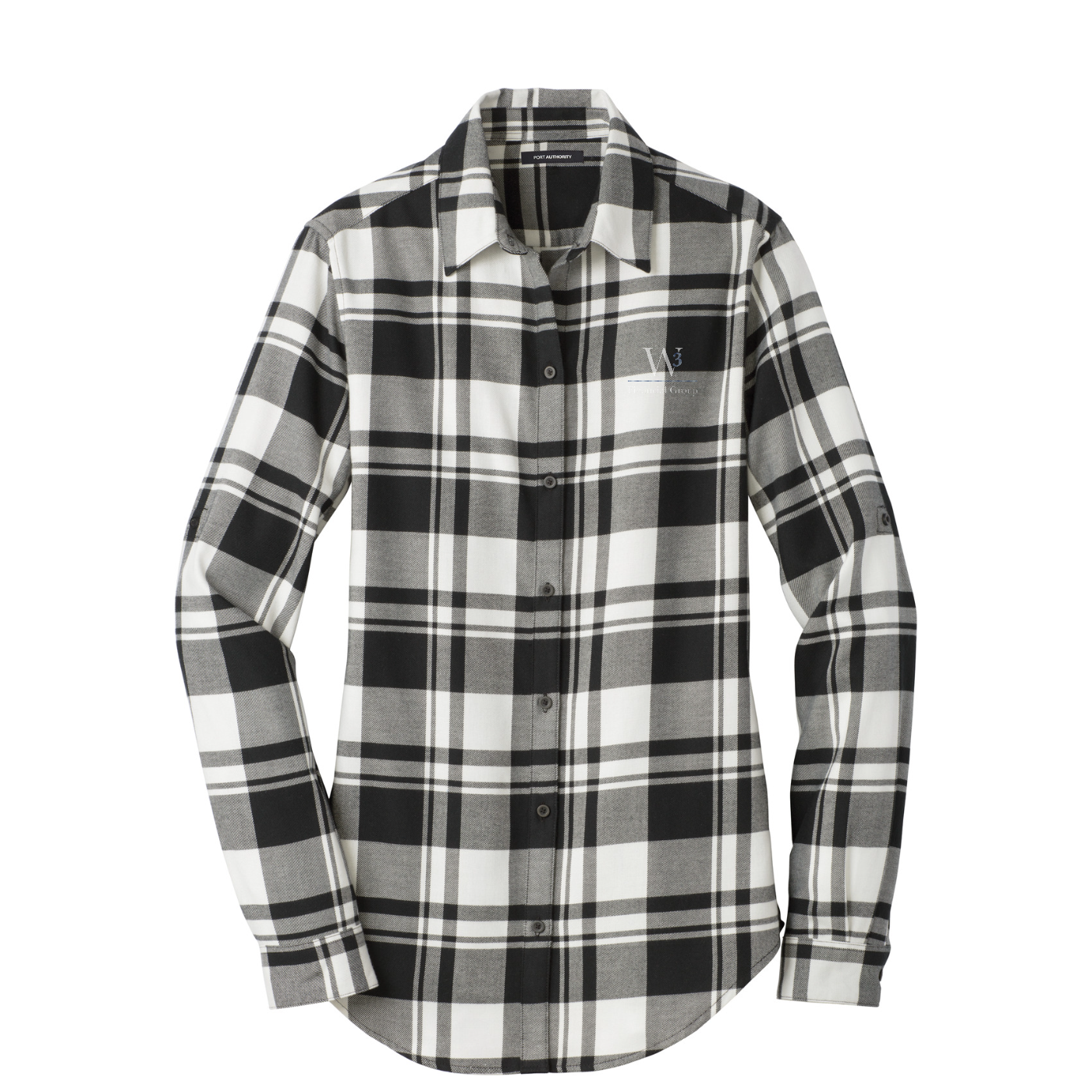 Port Authority Women's Plaid Flannel Tunic — Snow White/ Black