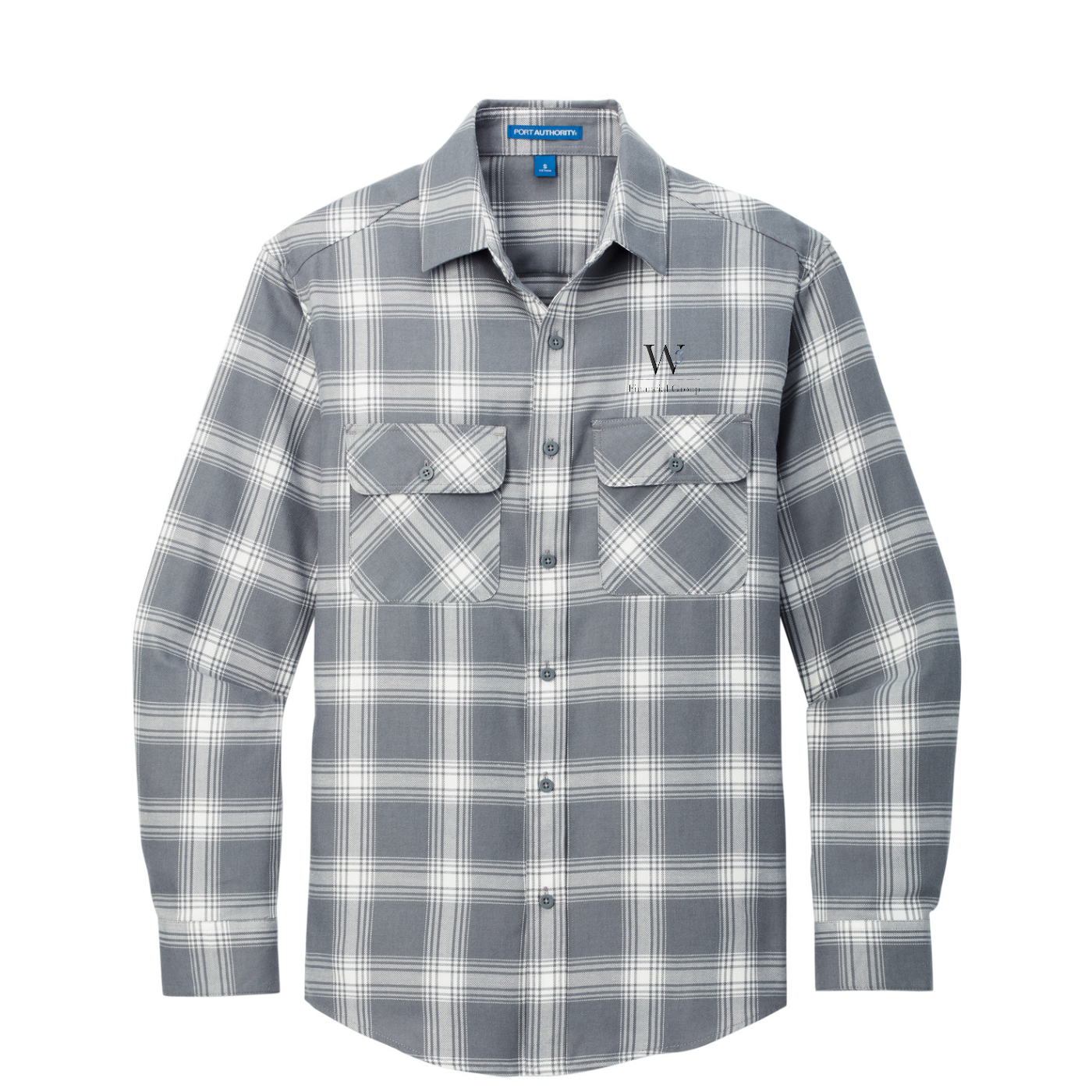 Port Authority Plaid Flannel Shirt — Grey/ Cream Open Plaid