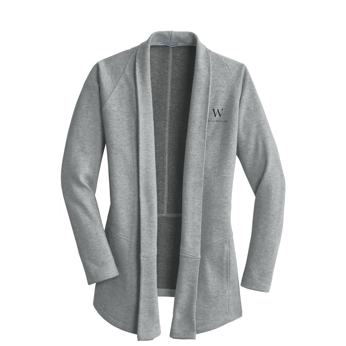 Port Authority Women's Interlock Cardigan — Medium Heather Grey/ Charcoal Heather