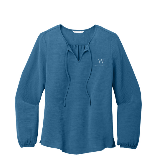 Port Authority Women's Textured Crepe Blouse — Aegean Blue