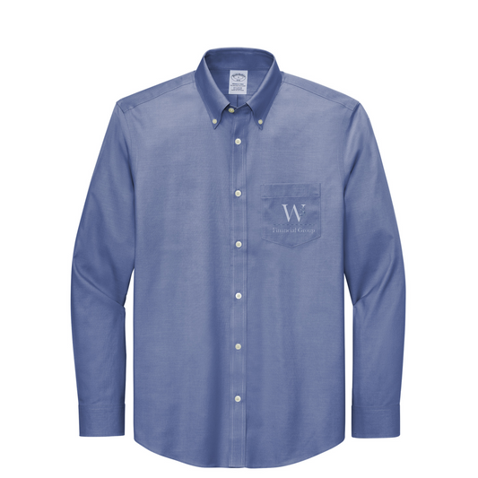 Brooks Brothers Wrinkle-Free Stretch Pinpoint Shirt — Cobalt Blue