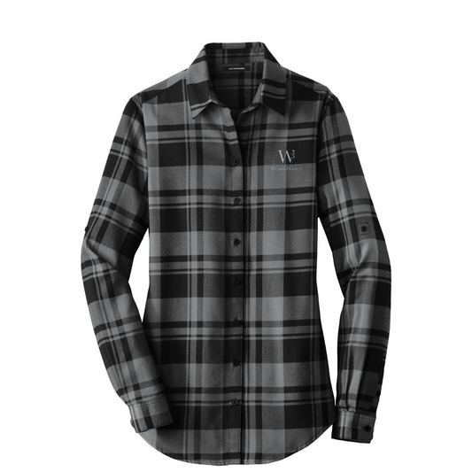 Port Authority Women's Plaid Flannel Tunic — Grey/ Black