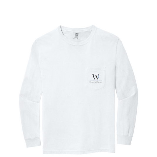 COMFORT COLORS  Heavyweight Ring Spun Long Sleeve Pocket Tee — White
