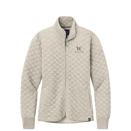 Brooks Brothers Women's Diamond Quilt Full-Zip — Oatmeal Heather