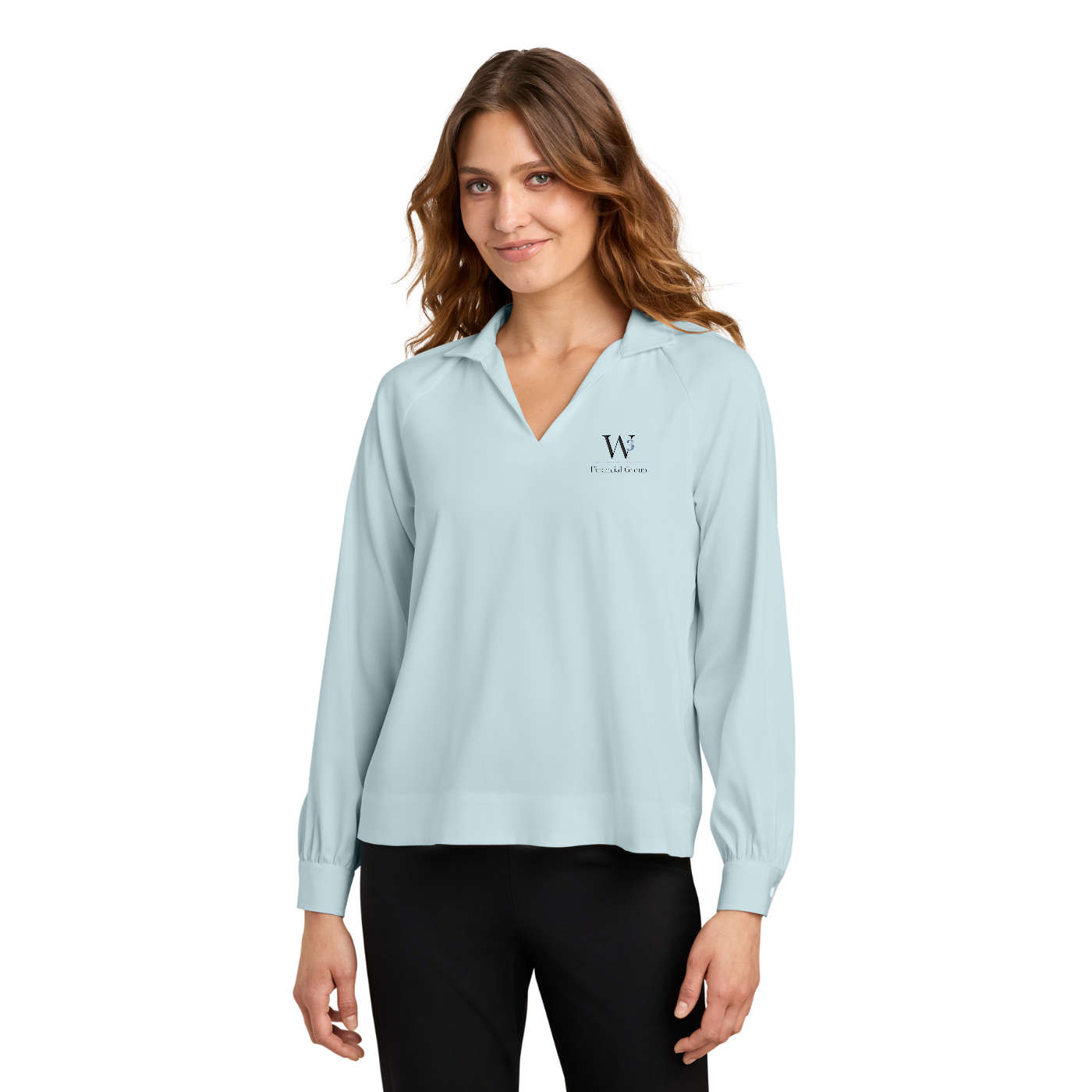 Mercer+Mettle Women's Long Sleeve Buttery Soft Popover Blouse — model