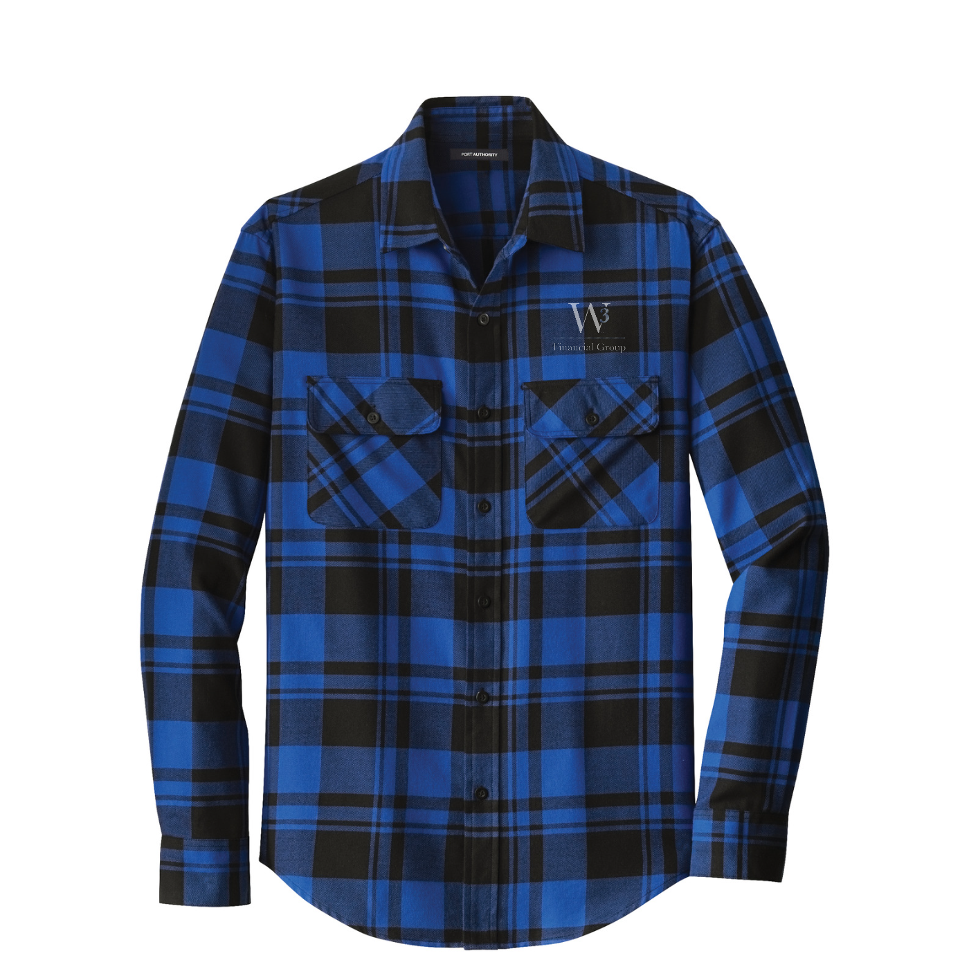 Port Authority Plaid Flannel Shirt — Royal/ Black