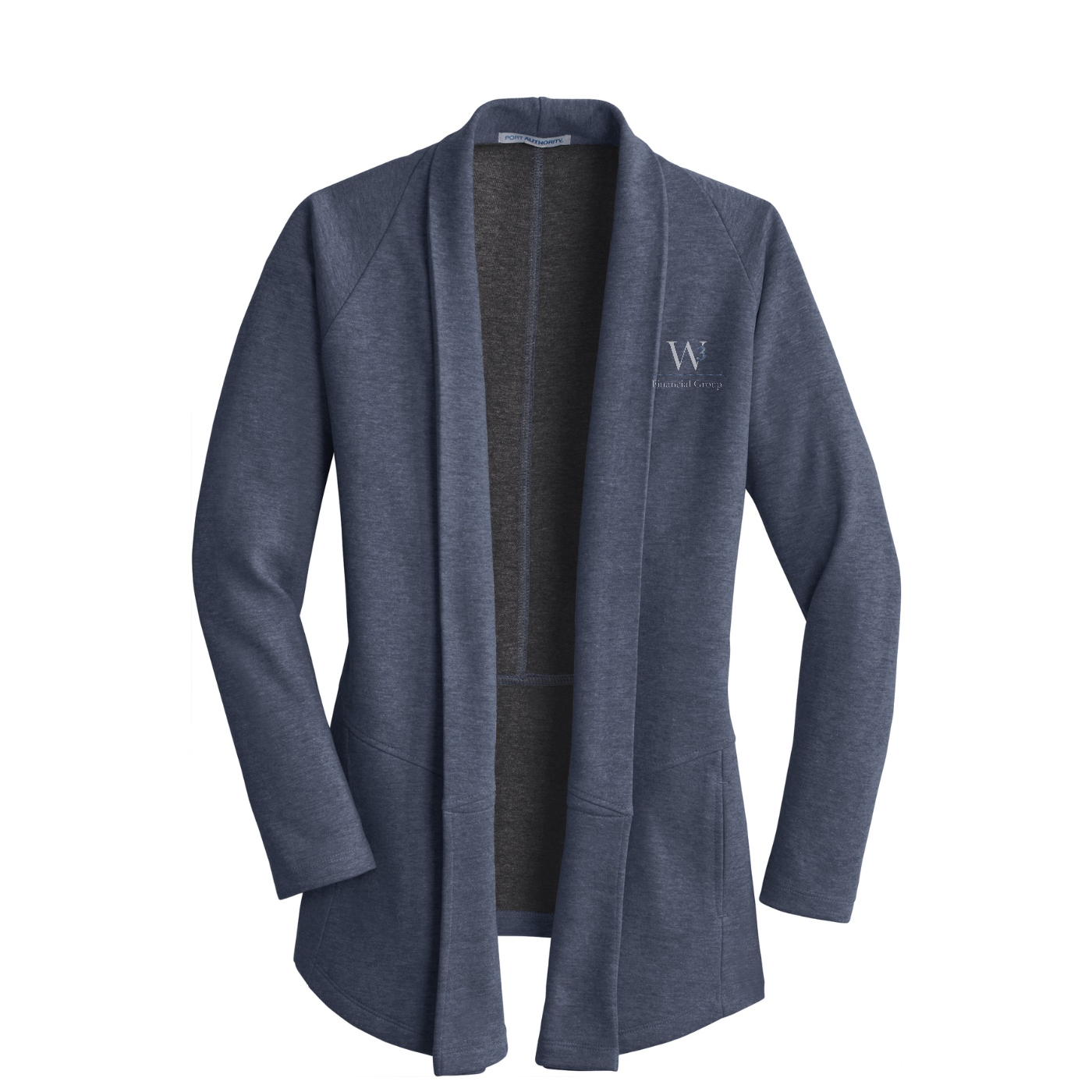 Port Authority Women's Interlock Cardigan — Estate Blue Heather/ Charcoal Heather