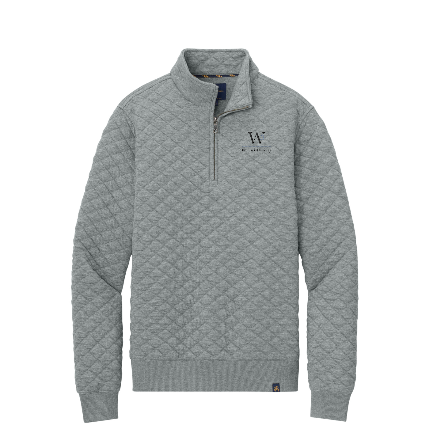 Brooks Brothers Diamond Quilt 1/4-Zip — Light Shadow Grey Heather