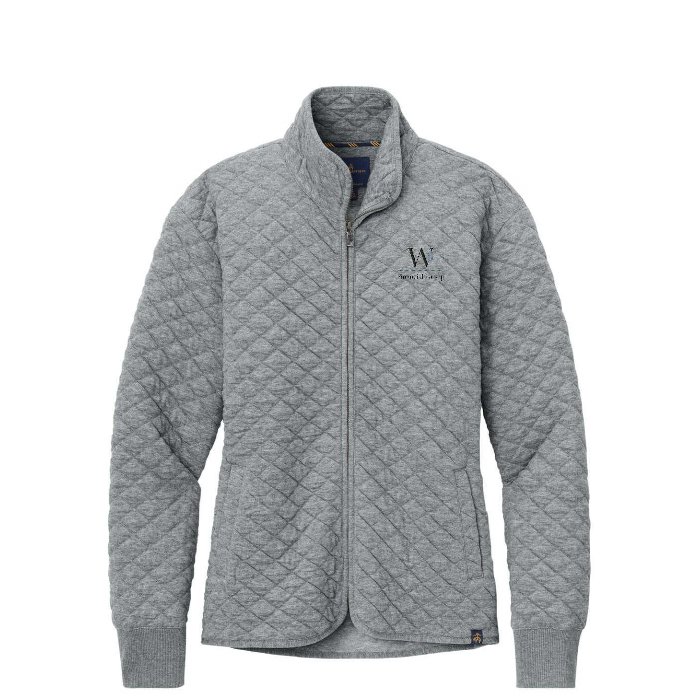 Brooks Brothers Women's Diamond Quilt Full-Zip — Light Shadow Grey Heather