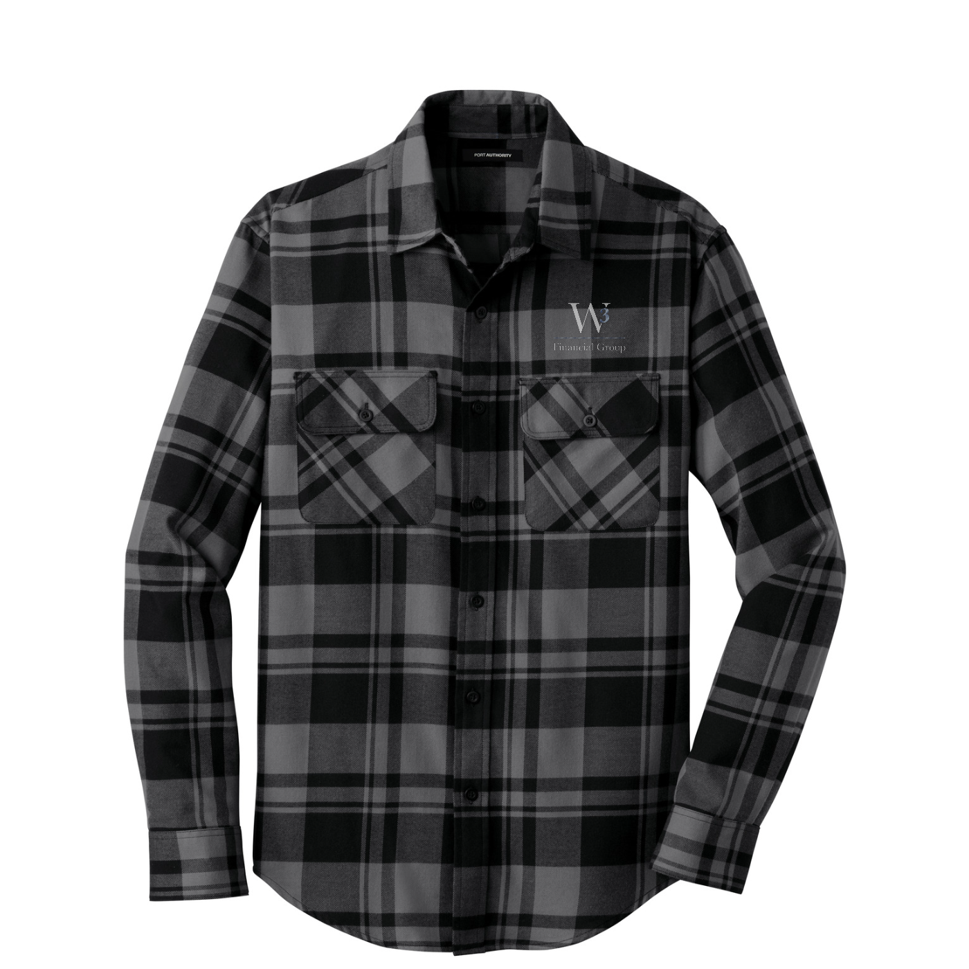 Port Authority Plaid Flannel Shirt — Grey/ Black