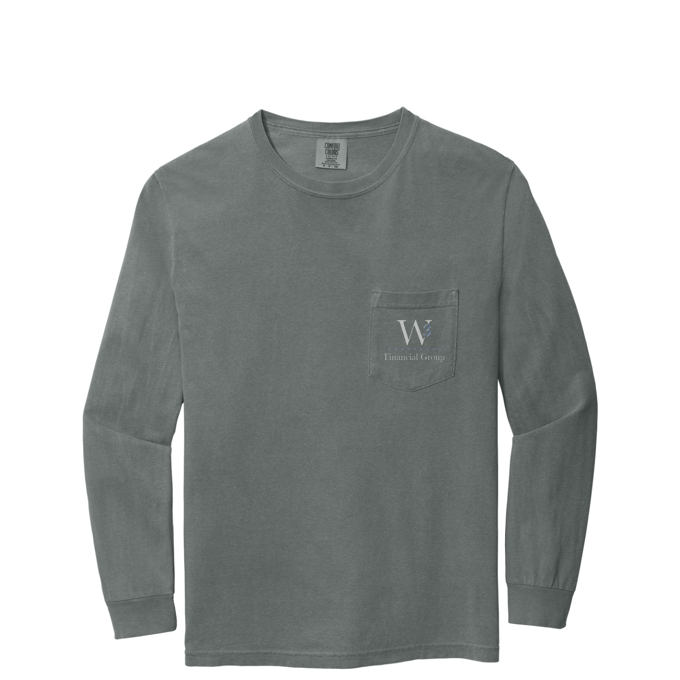 COMFORT COLORS  Heavyweight Ring Spun Long Sleeve Pocket Tee — Grey