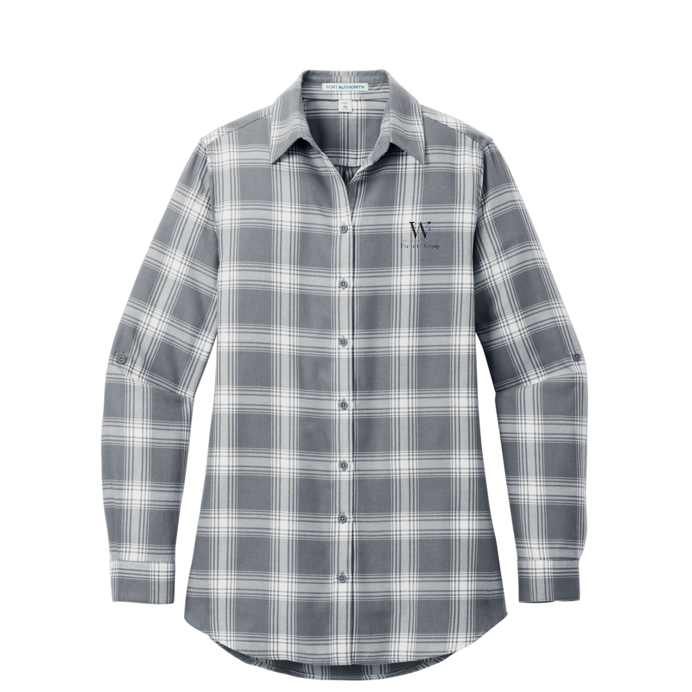Port Authority Women's Plaid Flannel Tunic — Grey/ Cream Open Plaid