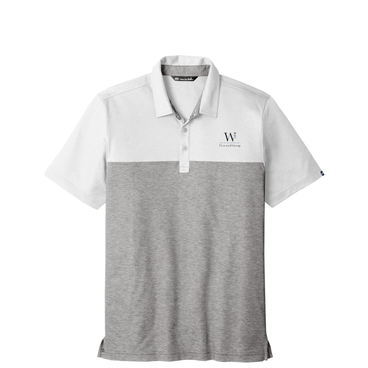 TravisMathew Oceanside Blocked Polo — White/ Quiet Shade Grey Heather
